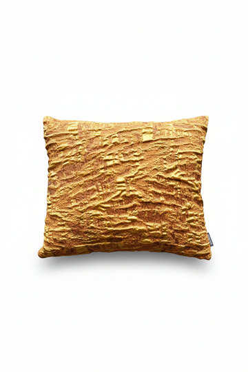 Golden textured cushion enlarged view