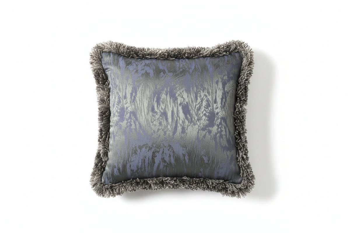 Nocturne V9A8678 - Grey-blue velvet cushion with distressed texture