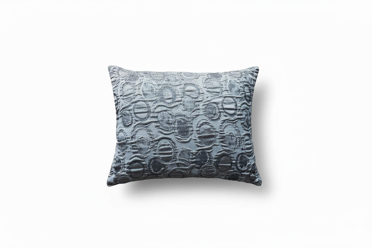Large luxury cushion V9A8400 with silver-grey wave pattern